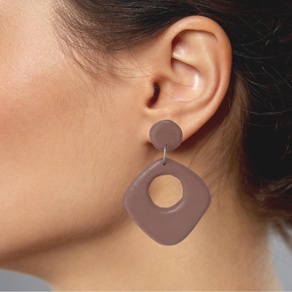 🤎Polymer Clay Earrings Sandrift Dimond Shaped Dangle Hypoallergenic
